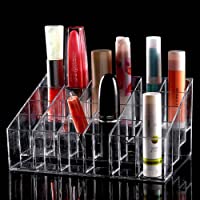 TRIXES Organizador Maquillaje claro 24 maquillaje lápiz labial cosméticos almacenamiento pantalla soporte soporte…